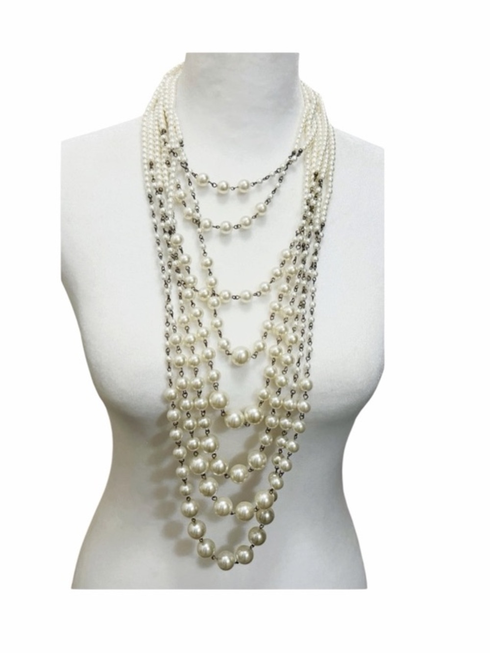 Vintage Multi-strand Faux Pearl Statement Necklace